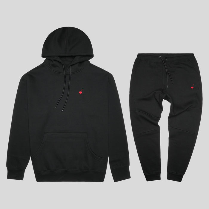 Cherry Hill Black Tech Fleece Set — matching hoodie and jogger, men's premium athletic set