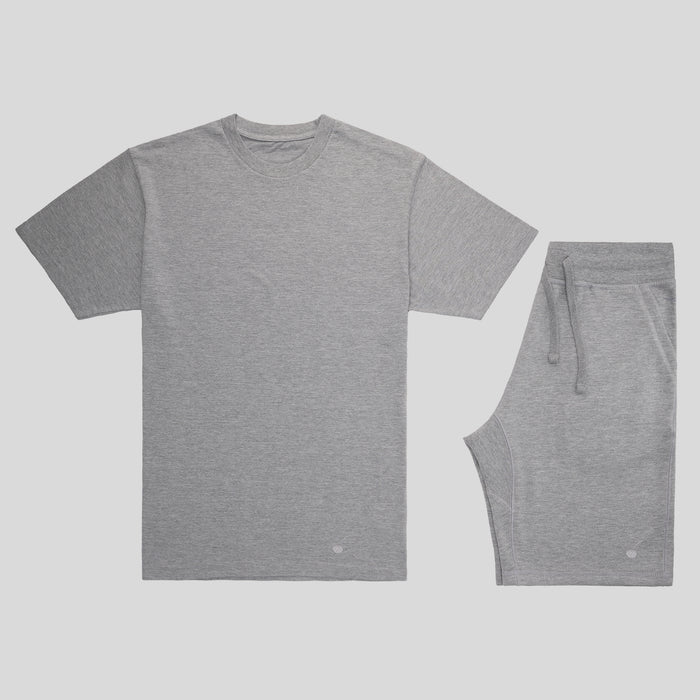 Gray short set with silver embroidery – soft fleece shorts and premium gray tee by Cherry Hill