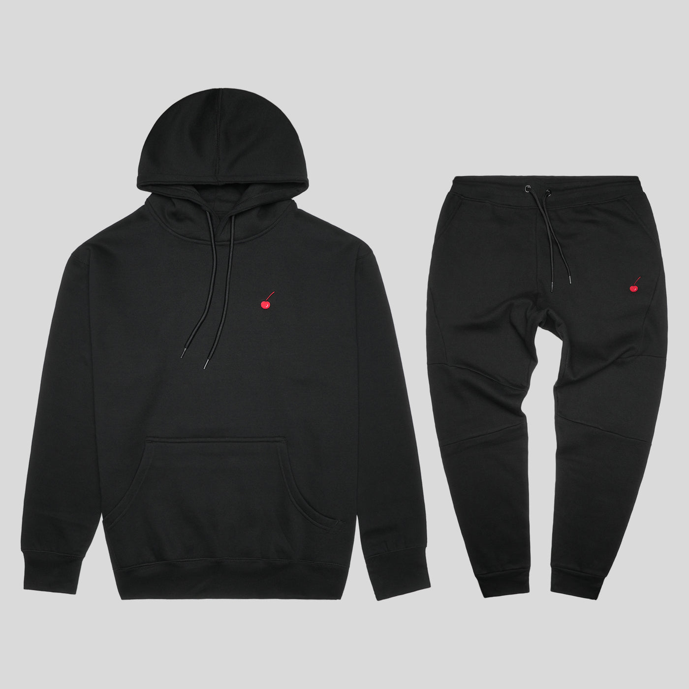 Cherry Hill Black Tech Fleece Set — matching hoodie and jogger, men's premium athletic set