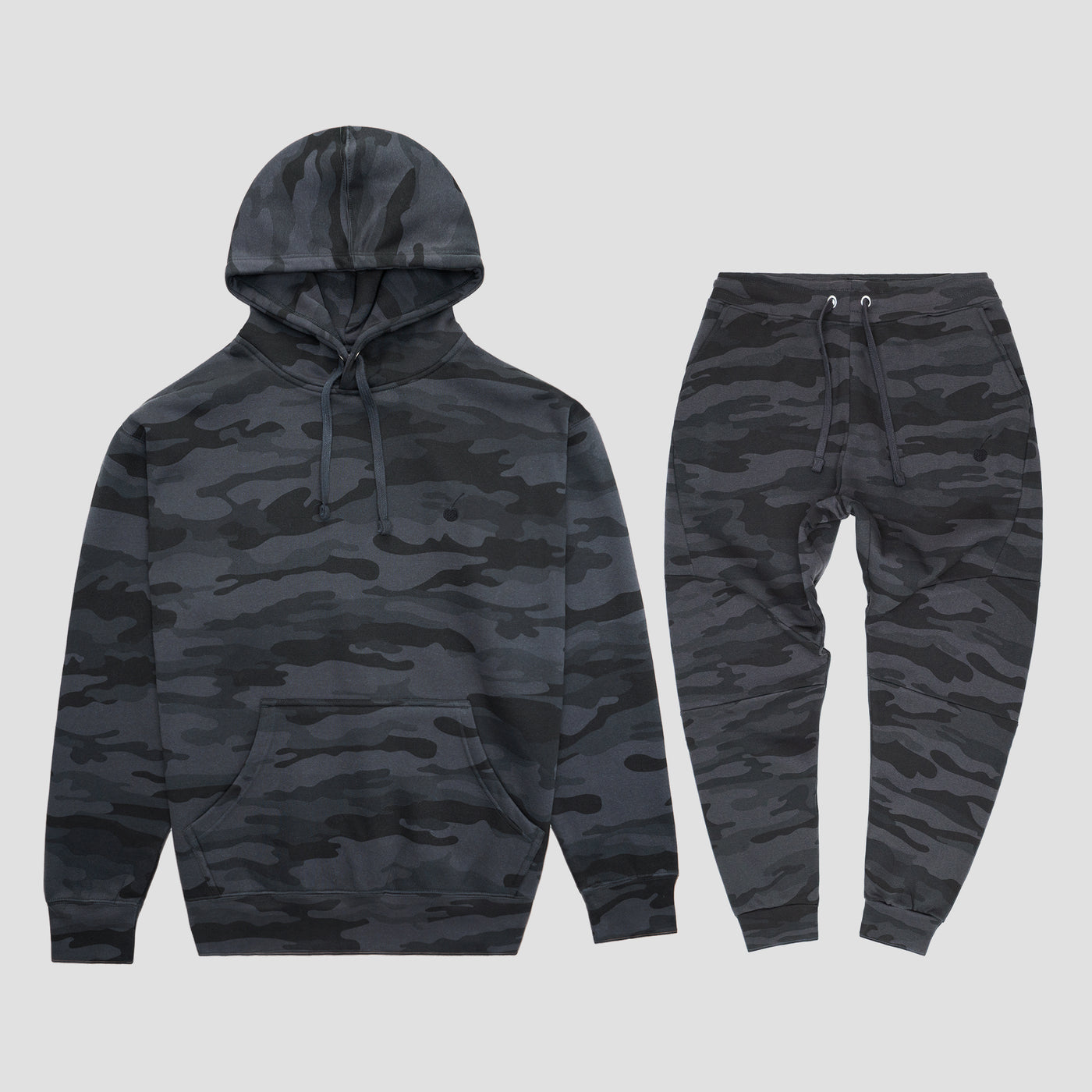 Cherry Hill Black Camo Tech Fleece Set — matching camo hoodie and jogger, men's athletic set