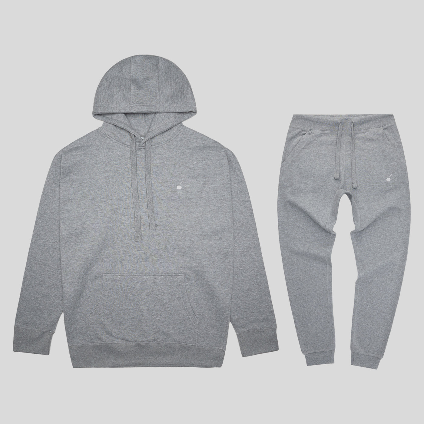 Cherry Hill Gray Fleece Set — matching hoodie and jogger with white logo, men's athletic set