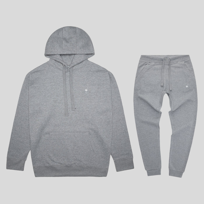 Cherry Hill Gray Fleece Set — matching hoodie and jogger with white logo, men's athletic set