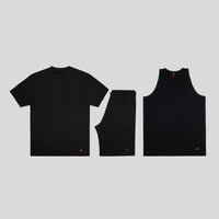 Thumbnail for Solo Escape short set bundle – matching premium tee, shorts, and tank in black or gray