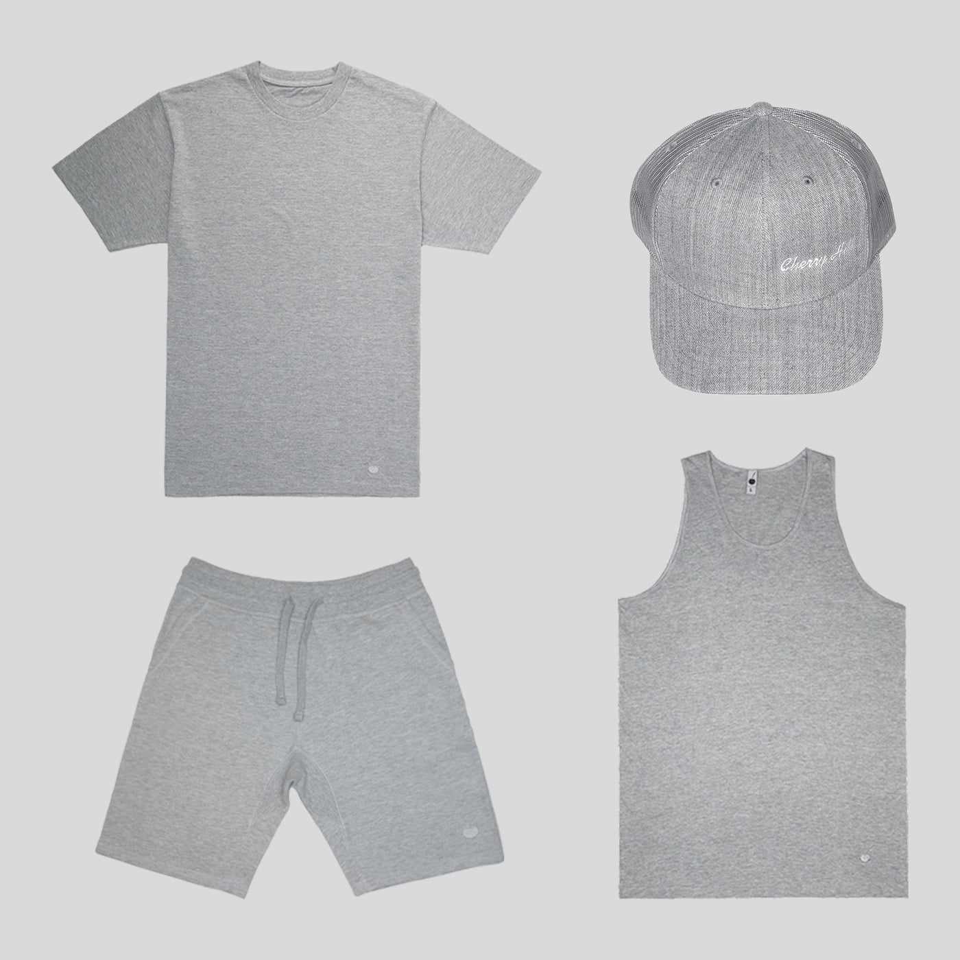 Ultimate short set bundle – black tee, shorts, tank, and mesh hat for full summer fit 