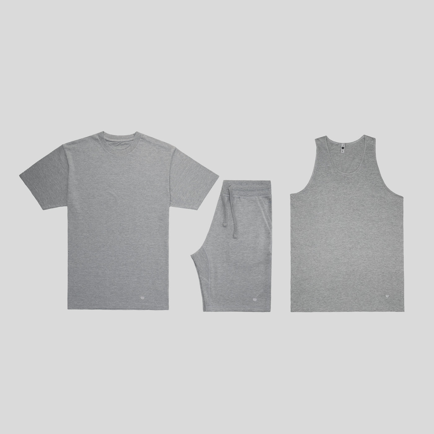 Solo Escape short set bundle – matching premium tee, shorts, and tank in black or gray