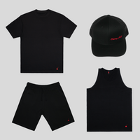 Thumbnail for Ultimate short set bundle – black tee, shorts, tank, and mesh hat for full summer fit