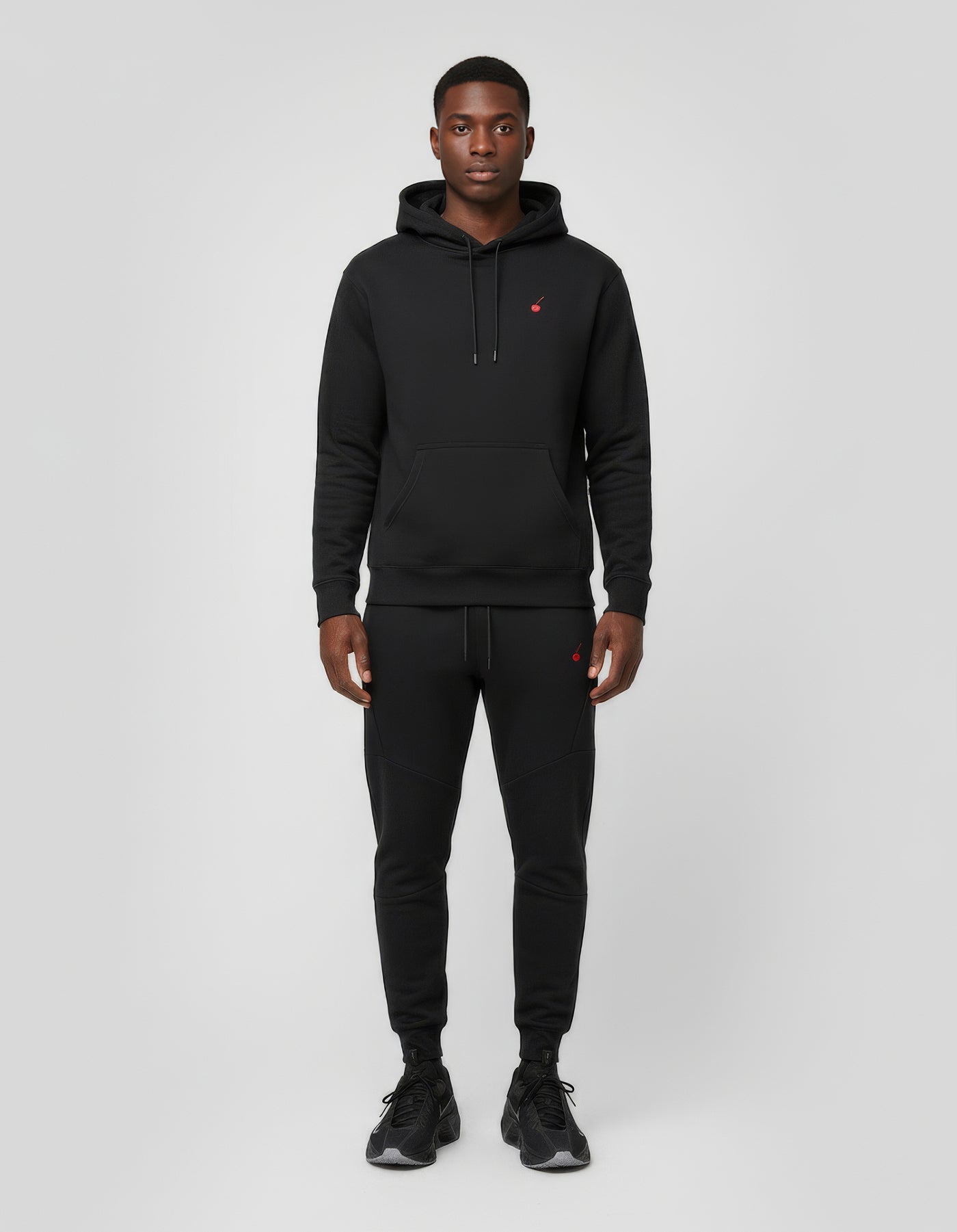 Cherry Hill Black Tech Fleece Set — matching hoodie and jogger, men's premium athletic set