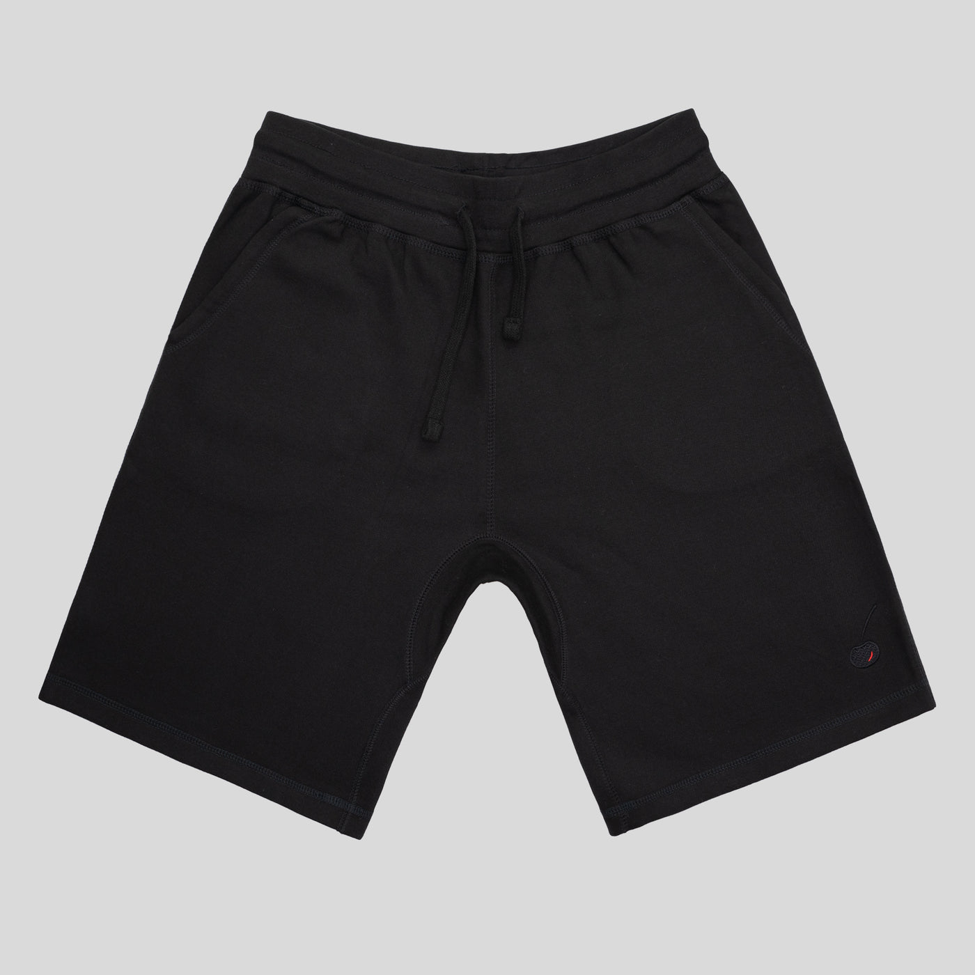 Cherry Hill Black Shorts with tonal cherry logo — premium men's athletic shorts