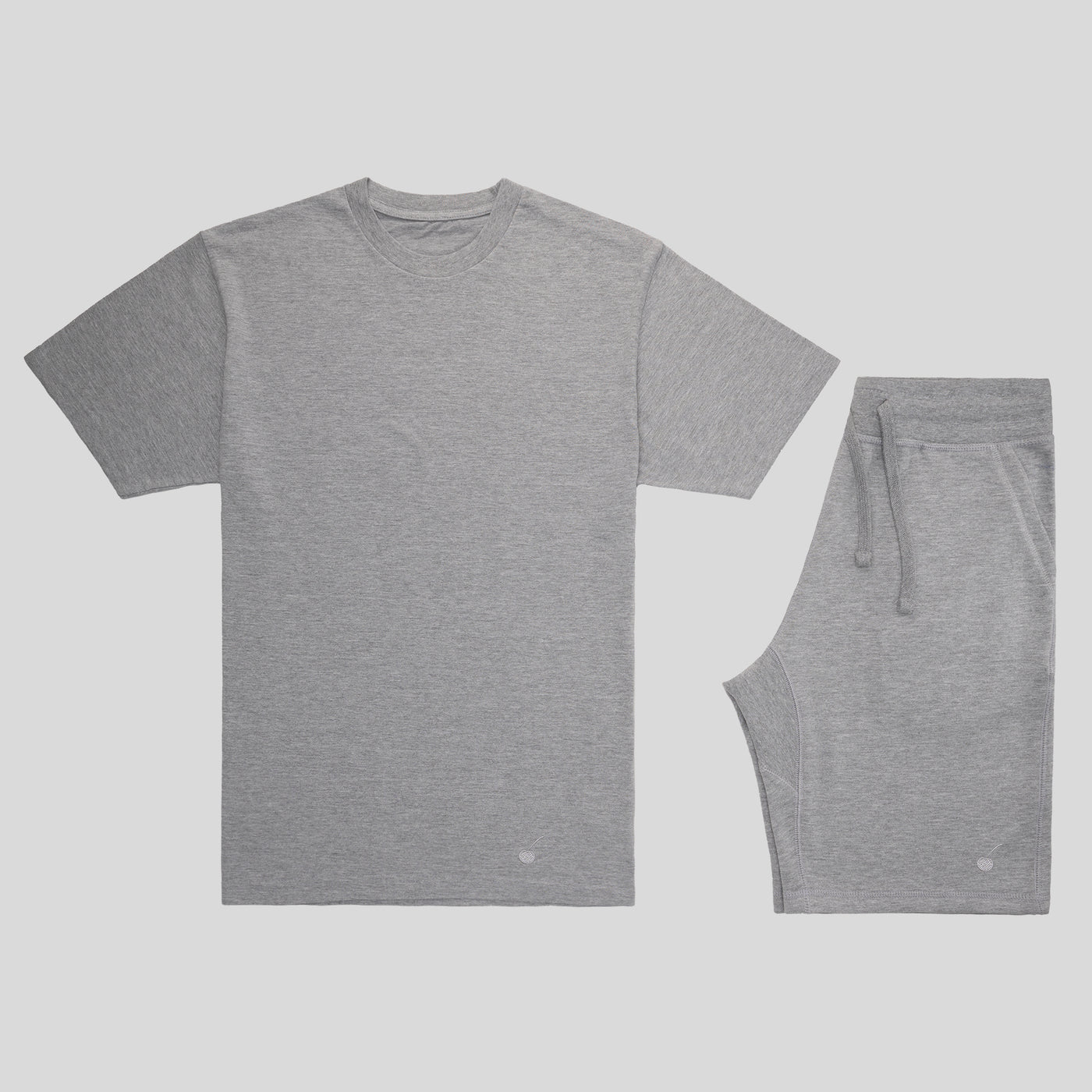 Gray short set with silver embroidery – soft fleece shorts and premium gray tee by Cherry Hill